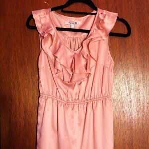 FOREVER 21 MAUVE PINK RUFFLE COLLAR SLEEVELESS PENCIL DRESS SMALL